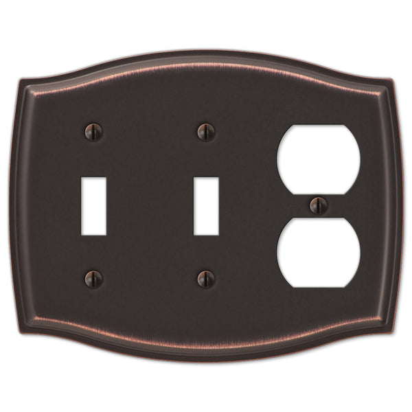 Sonoma Aged Bronze Steel - 2 Toggle / 1 Duplex Outlet Wallplate