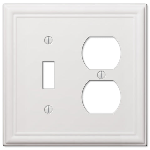 Chelsea White Steel - 1 Toggle/ 1 Duplex Outlet Wallplate | 149TDW