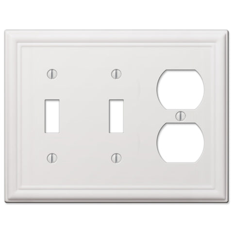 Chelsea White Steel - 2 Toggle/ 1 Duplex Outlet Wallplate | 149TTDW