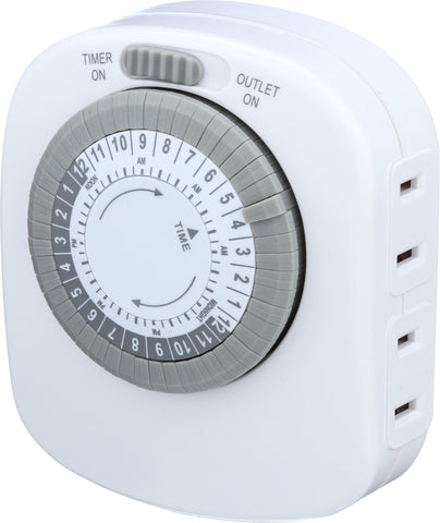 Indoor Mechanical Daily Timer 4 - Outlet, Polarized, White | TM20DHB